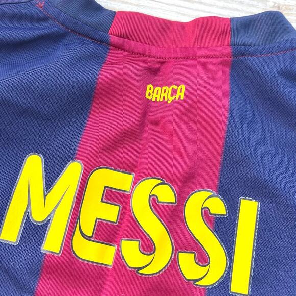 2014 2015 Nike Long Sleeve Barcelona Messi Home Football Jersey | Medium - Picture 8 of 10